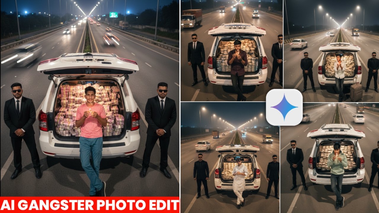 Cinematic Luxury Money Car Attitude Gangster Photo Editing Prompt